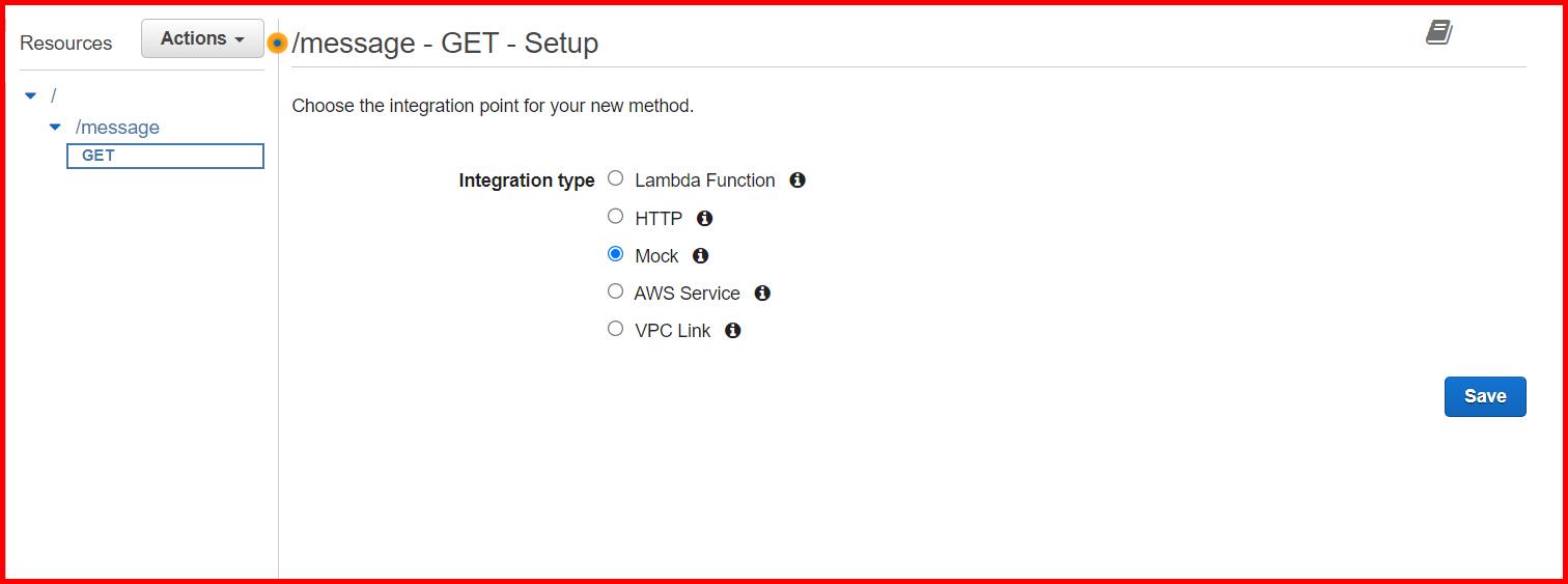 Picture showing selecting the integration type as mock